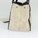 BALENCIAGA Navy Kabas Hand Bag Canvas Ivory Silver Auth 132455-4