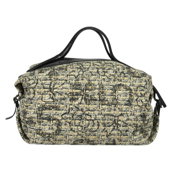 CHANEL Hand Bag Tweed Black Silver CC Auth 132459