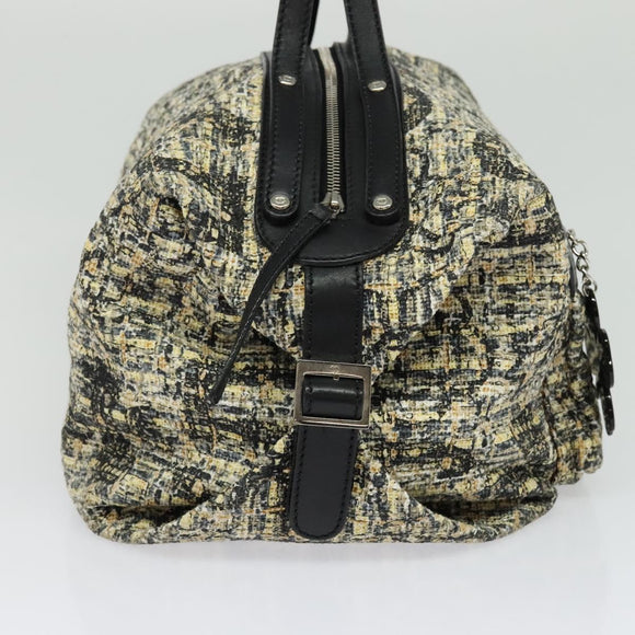 CHANEL Hand Bag Tweed Black Silver CC Auth 132459
