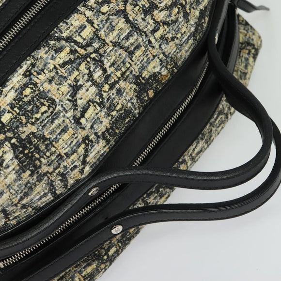 CHANEL Hand Bag Tweed Black Silver CC Auth 132459