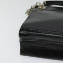 BALLY Chain Tote Bag Leather Black Silver Auth 132476-10