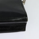 BALLY Chain Tote Bag Leather Black Silver Auth 132476-16