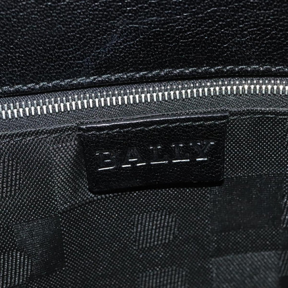 BALLY Chain Tote Bag Leather Black Silver Auth 132476