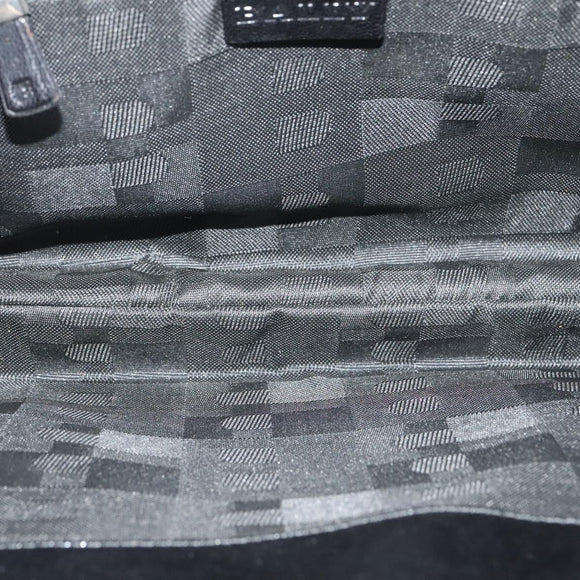 BALLY Chain Tote Bag Leather Black Silver Auth 132476