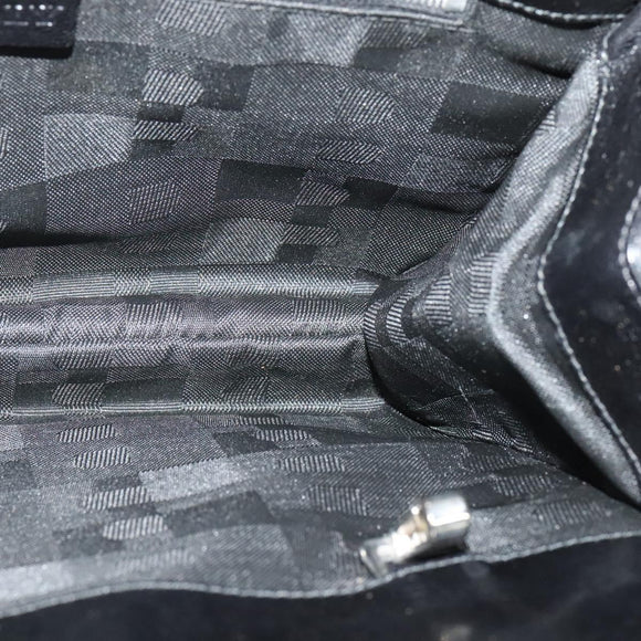 BALLY Chain Tote Bag Leather Black Silver Auth 132476