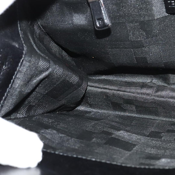 BALLY Chain Tote Bag Leather Black Silver Auth 132476