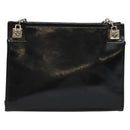 BALLY Chain Tote Bag Leather Black Silver Auth 132476-13