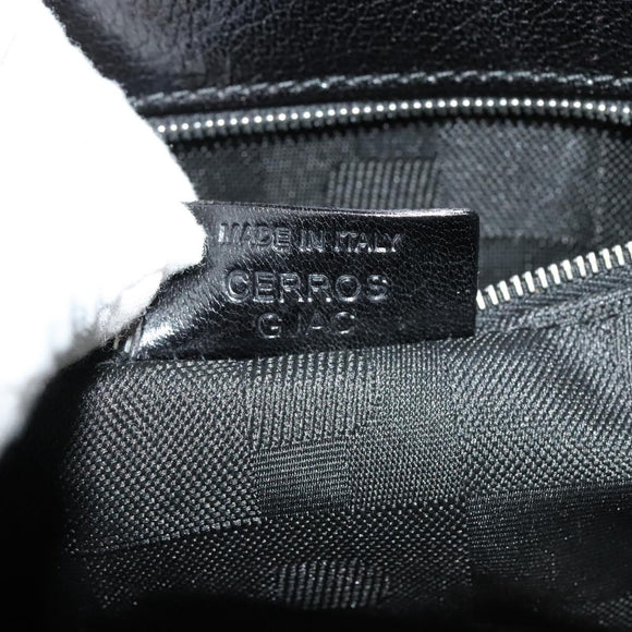 BALLY Chain Tote Bag Leather Black Silver Auth 132476