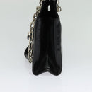 BALLY Chain Tote Bag Leather Black Silver Auth 132476-4