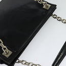 BALLY Chain Tote Bag Leather Black Silver Auth 132476-6
