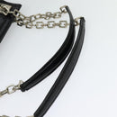 BALLY Chain Tote Bag Leather Black Silver Auth 132476-7