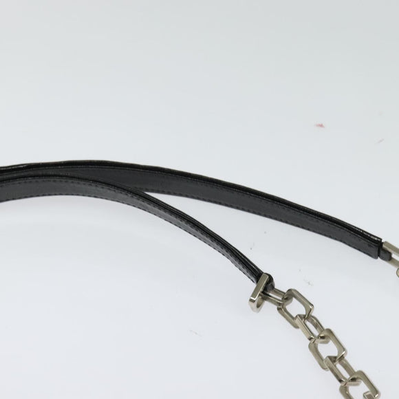 BALLY Chain Tote Bag Leather Black Silver Auth 132476