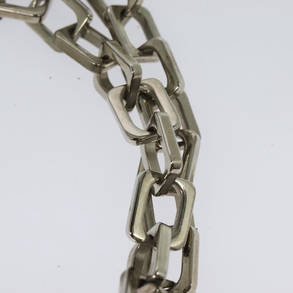 BALLY Chain Tote Bag Leather Black Silver Auth 132476