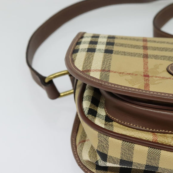 Burberrys Nova Check Shoulder Bag PVC Beige Gold Auth 132477