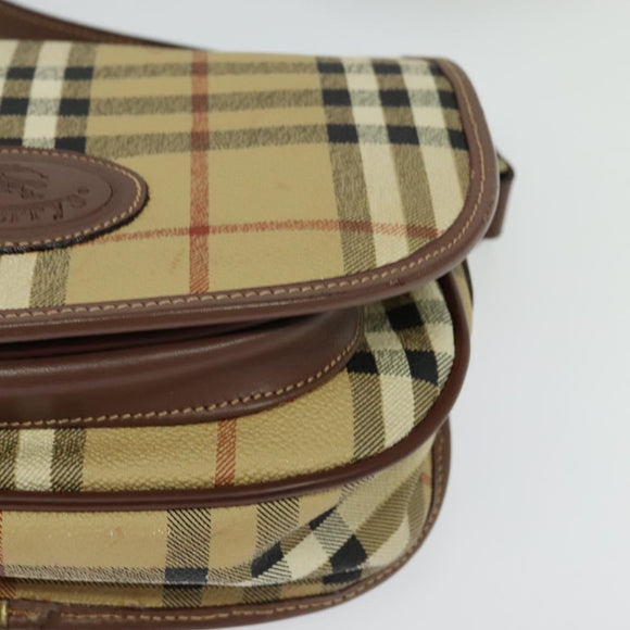 Burberrys Nova Check Shoulder Bag PVC Beige Gold Auth 132477