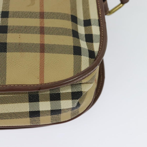 Burberrys Nova Check Shoulder Bag PVC Beige Gold Auth 132477