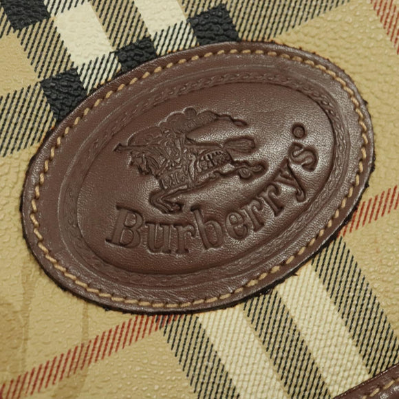 Burberrys Nova Check Shoulder Bag PVC Beige Gold Auth 132477