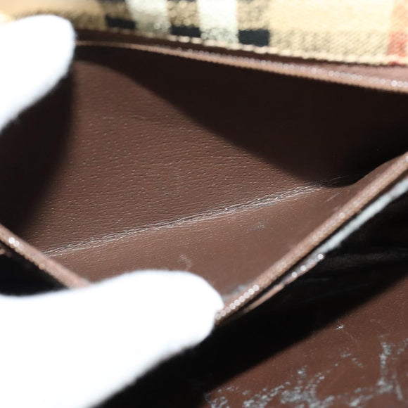 Burberrys Nova Check Shoulder Bag PVC Beige Gold Auth 132477