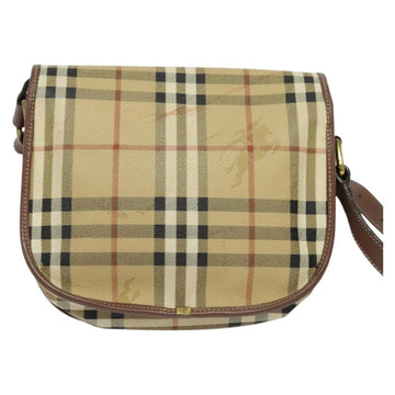 Burberrys Nova Check Shoulder Bag PVC Beige Gold Auth 132477 - 0