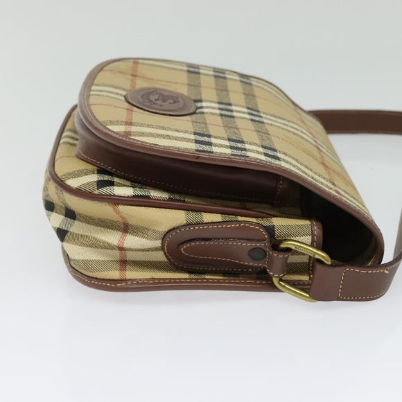Burberrys Nova Check Shoulder Bag PVC Beige Gold Auth 132477