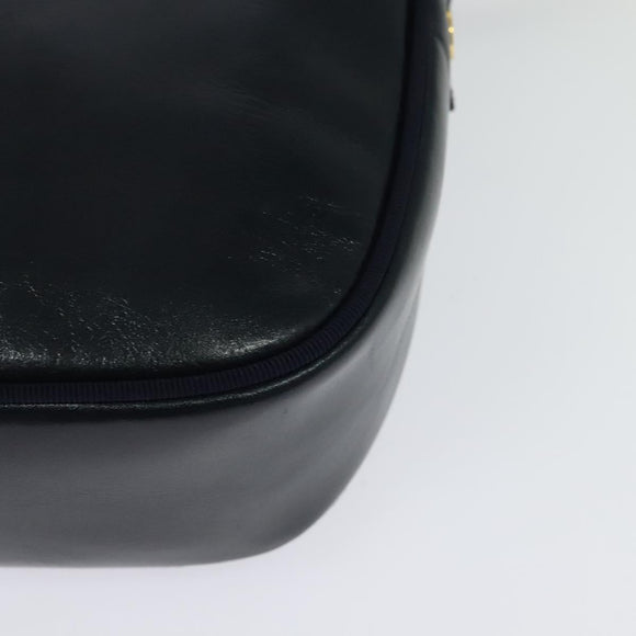 Salvatore Ferragamo Vala Shoulder Bag Leather Navy Gold Auth 132480