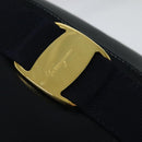 Salvatore Ferragamo Vala Shoulder Bag Leather Navy Gold Auth 132480-14