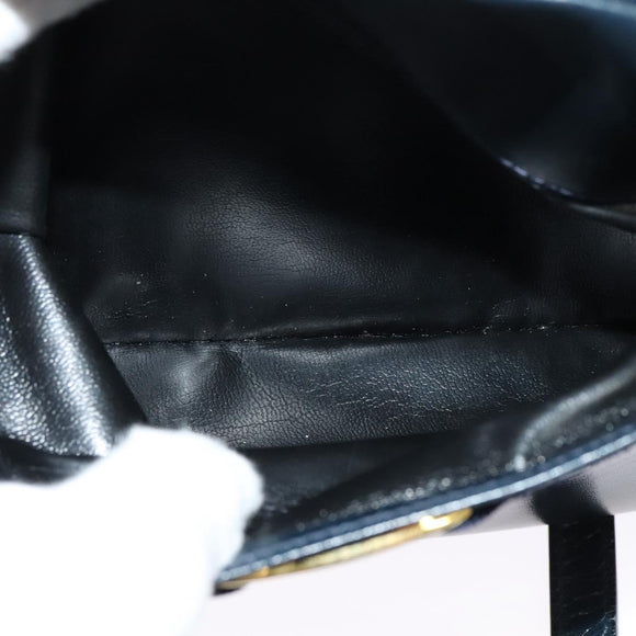 Salvatore Ferragamo Vala Shoulder Bag Leather Navy Gold Auth 132480