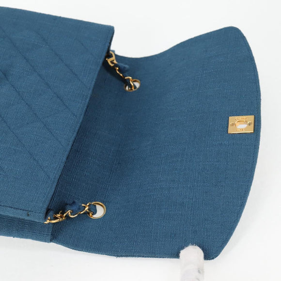 CHANEL Diana Flap Chain Shoulder Bag Canvas Blue Gold CC Auth 132485SM