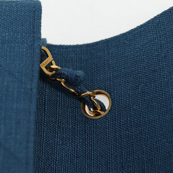 CHANEL Diana Flap Chain Shoulder Bag Canvas Blue Gold CC Auth 132485SM