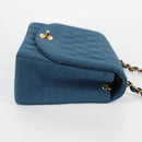 CHANEL Diana Flap Chain Shoulder Bag Canvas Blue Gold CC Auth 132485SM-4