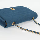 CHANEL Diana Flap Chain Shoulder Bag Canvas Blue Gold CC Auth 132485SM-6