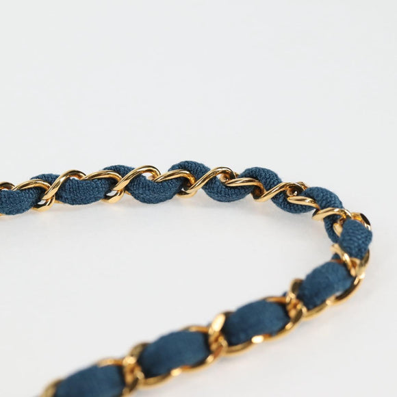 CHANEL Diana Flap Chain Shoulder Bag Canvas Blue Gold CC Auth 132485SM