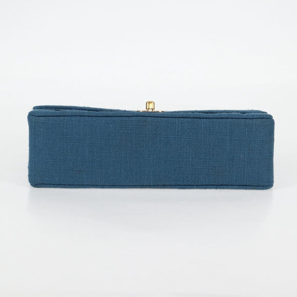 CHANEL Diana Flap Chain Shoulder Bag Canvas Blue Gold CC Auth 132485SM