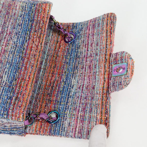 CHANEL Matelasse Chain Shoulder Bag Tweed Multicolor CC Auth 132486SM