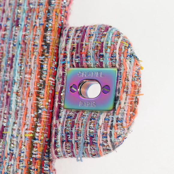 CHANEL Matelasse Chain Shoulder Bag Tweed Multicolor CC Auth 132486SM