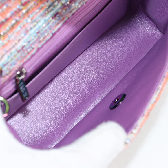 CHANEL Matelasse Chain Shoulder Bag Tweed Multicolor CC Auth 132486SM