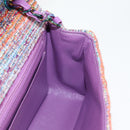 CHANEL Matelasse Chain Shoulder Bag Tweed Multicolor CC Auth 132486SM-22