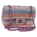 CHANEL Matelasse Chain Shoulder Bag Tweed Multicolor CC Auth 132486SM-1