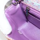 CHANEL Matelasse Chain Shoulder Bag Tweed Multicolor CC Auth 132486SM-23