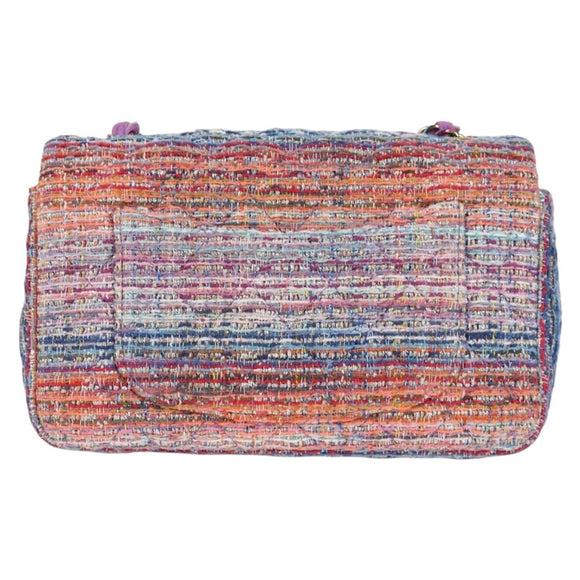 CHANEL Matelasse Chain Shoulder Bag Tweed Multicolor CC Auth 132486SM