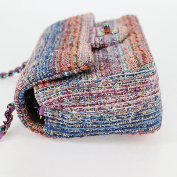 CHANEL Matelasse Chain Shoulder Bag Tweed Multicolor CC Auth 132486SM