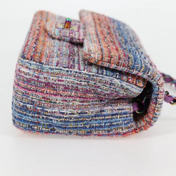 CHANEL Matelasse Chain Shoulder Bag Tweed Multicolor CC Auth 132486SM