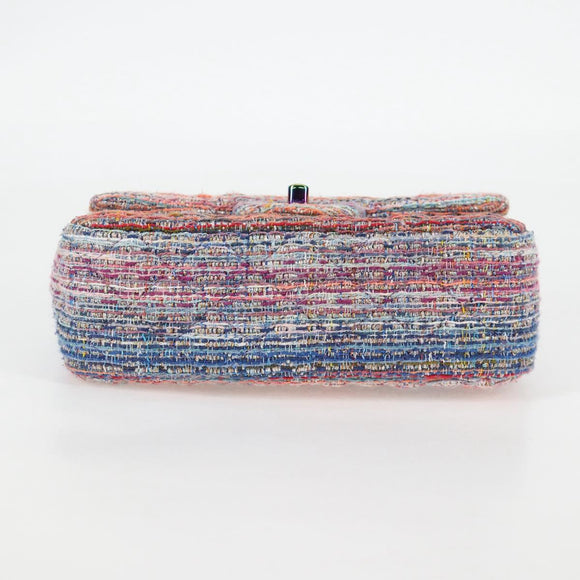 CHANEL Matelasse Chain Shoulder Bag Tweed Multicolor CC Auth 132486SM