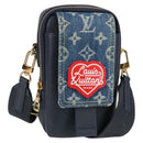 LOUIS VUITTON LV Squared Double Phone Pouch Blue M81060 LV Auth 132489M-1