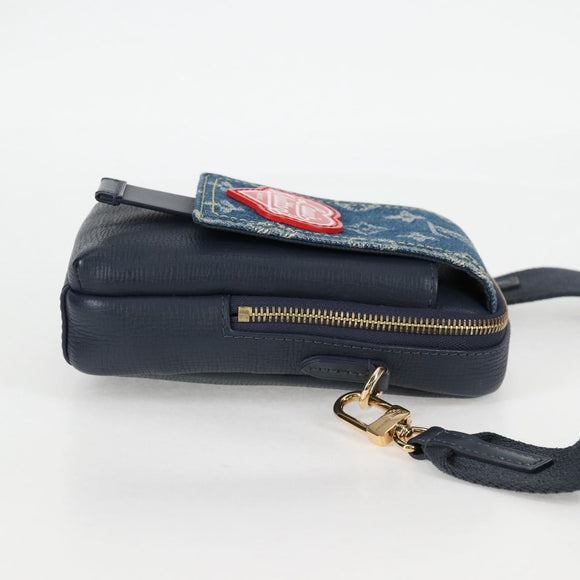 LOUIS VUITTON LV Squared Double Phone Pouch Blue M81060 LV Auth 132489M