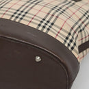 BURBERRY Nova Check Tote Bag Canvas Beige Silver Auth 132506-9