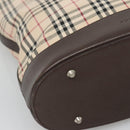 BURBERRY Nova Check Tote Bag Canvas Beige Silver Auth 132506-14