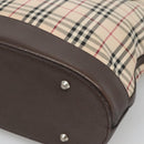 BURBERRY Nova Check Tote Bag Canvas Beige Silver Auth 132506-15