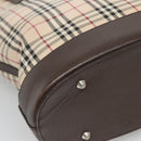 BURBERRY Nova Check Tote Bag Canvas Beige Silver Auth 132506-16