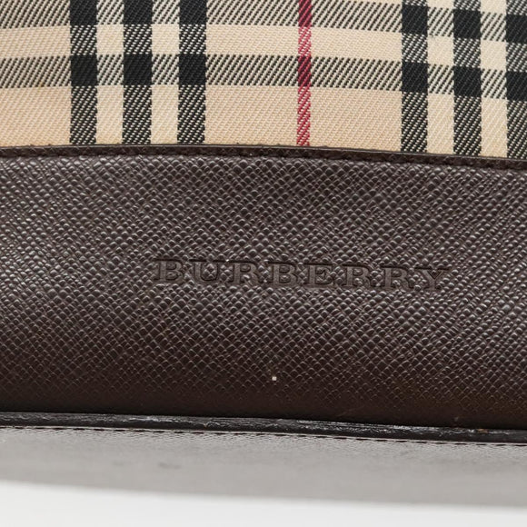 BURBERRY Nova Check Tote Bag Canvas Beige Silver Auth 132506